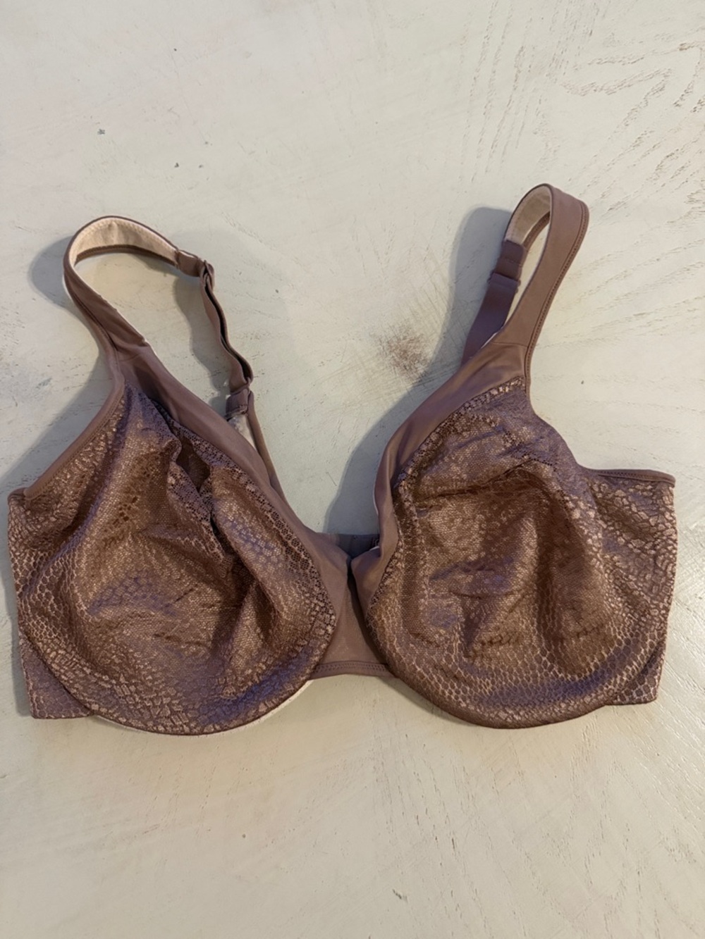 Maidenform Lilyette Underwire Lace-Texture Bra in Mauve 36DD